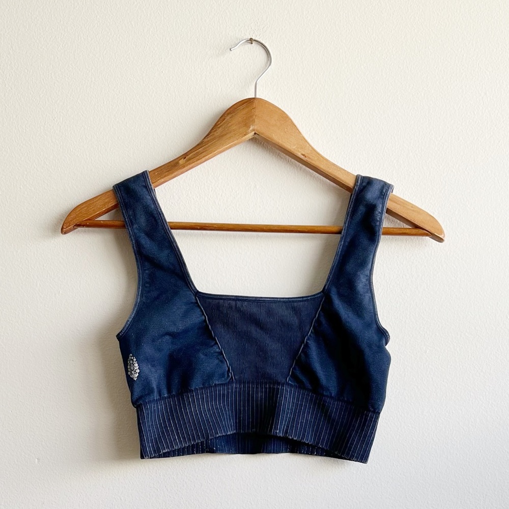 Free People Good Karma Square Neck Bra Deepest Navy - M/L